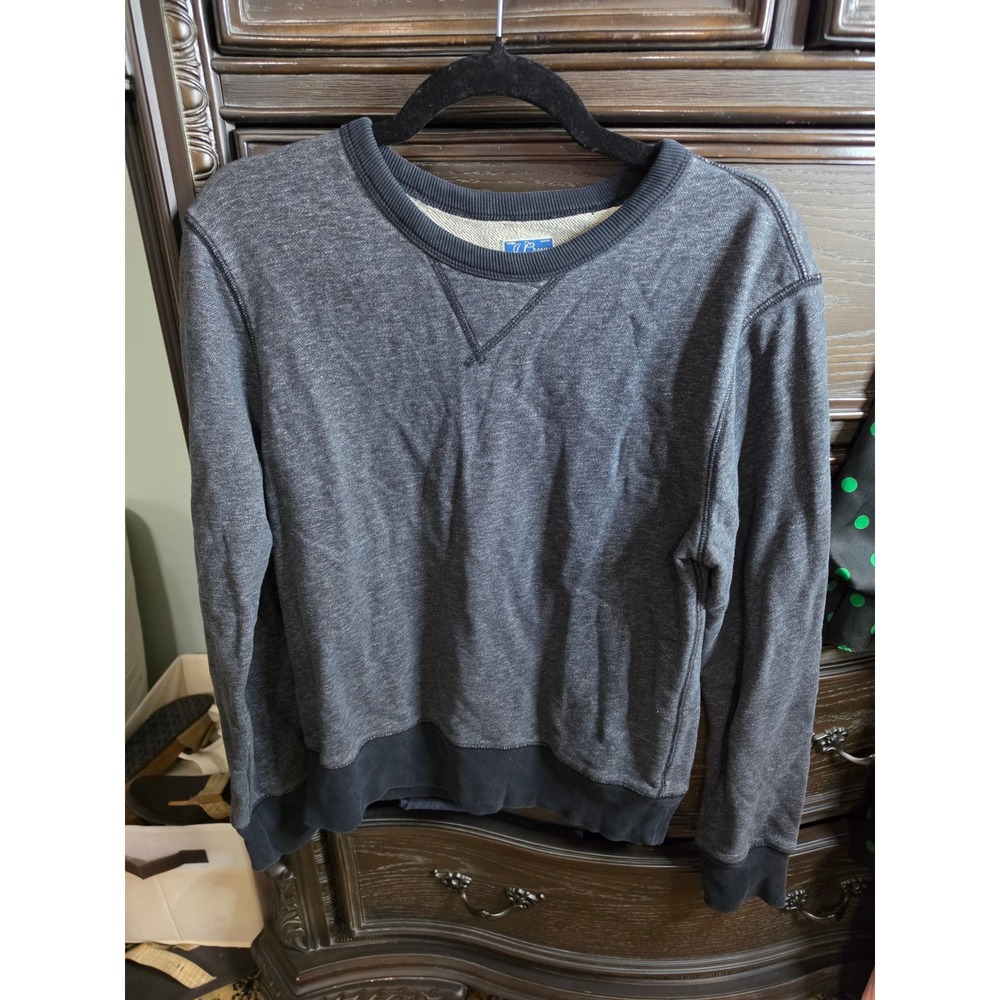 J. Crew Vintage Fleece Sweatshirt Charcoal Gray Crewneck V-Stitch Small Womens